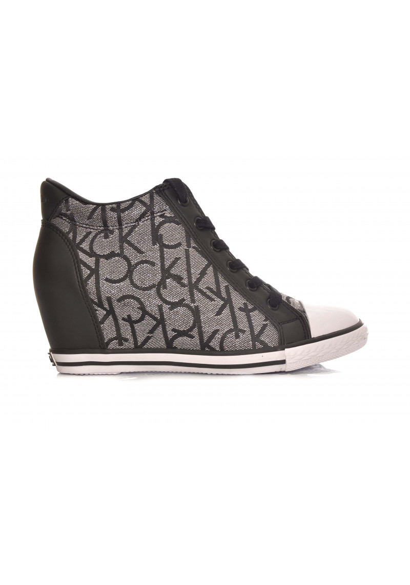 BOTIN CALVIN KLEIN NEGRO-PLATA TELA - Tienda Online Lola Rey