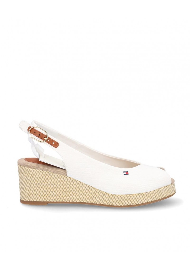 SANDALIA TOMMY HILFIGER FLAG MID WEDGE ECRU