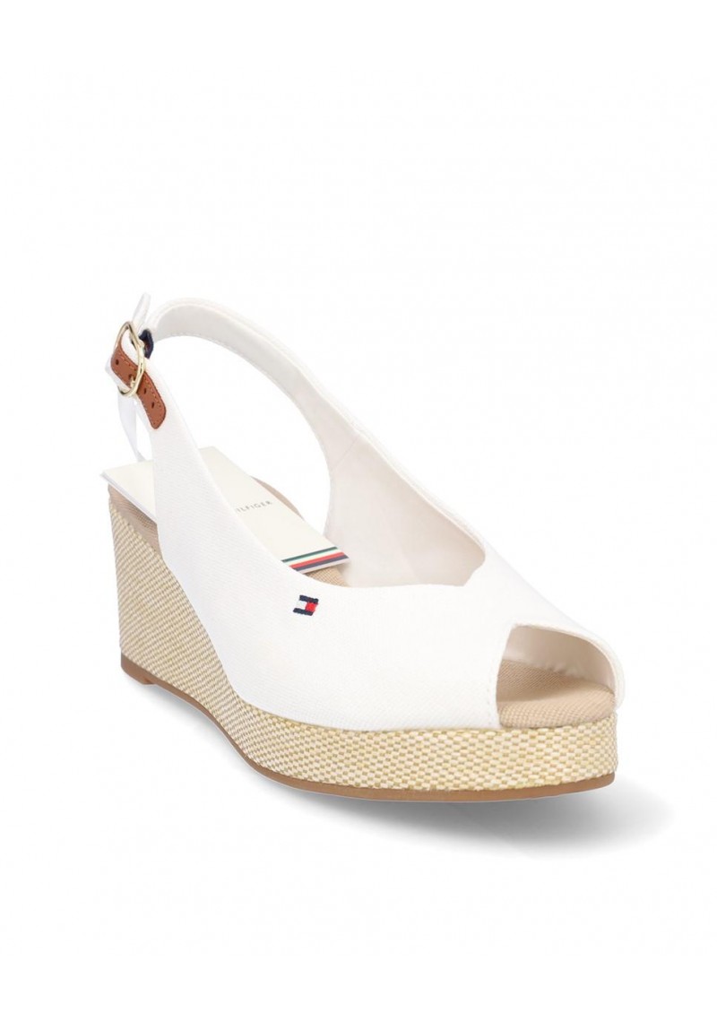 SANDALIA TOMMY HILFIGER FLAG MID WEDGE ECRU