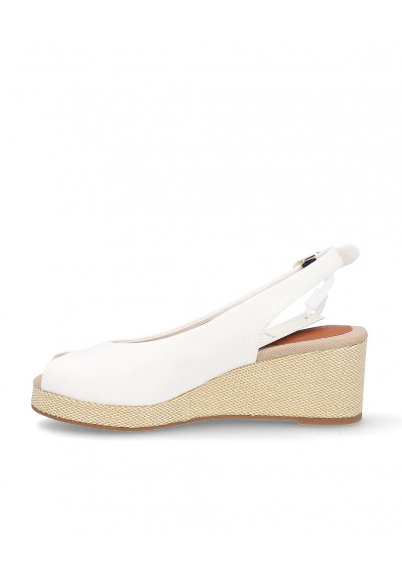 SANDALIA TOMMY HILFIGER FLAG MID WEDGE ECRU