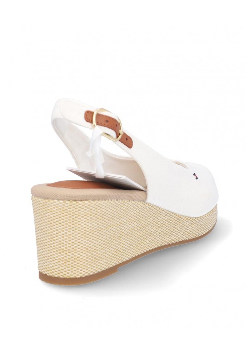 SANDALIA TOMMY HILFIGER FLAG MID WEDGE ECRU