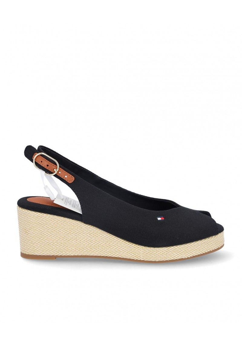 SANDALIA TOMMY HILFIGER FLAG MID WEDGE BLACK