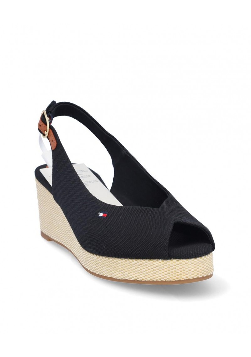 SANDALIA TOMMY HILFIGER FLAG MID WEDGE BLACK