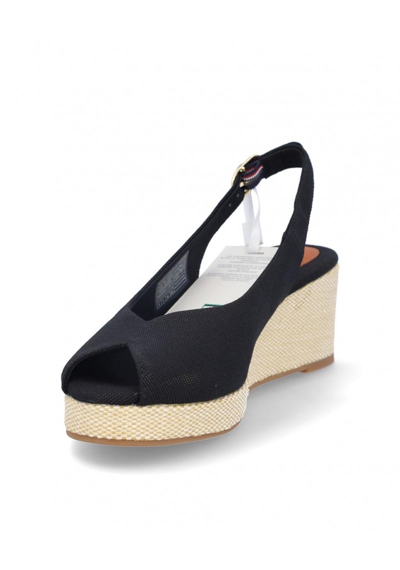 SANDALIA TOMMY HILFIGER FLAG MID WEDGE BLACK