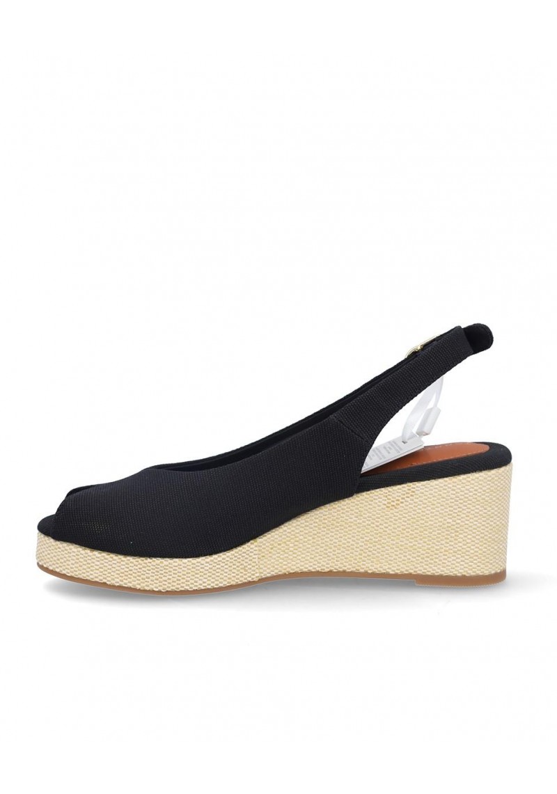 SANDALIA TOMMY HILFIGER FLAG MID WEDGE BLACK