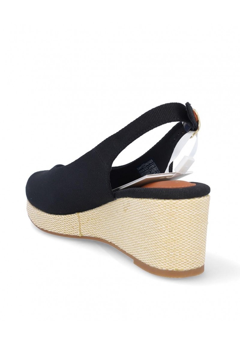SANDALIA TOMMY HILFIGER FLAG MID WEDGE BLACK