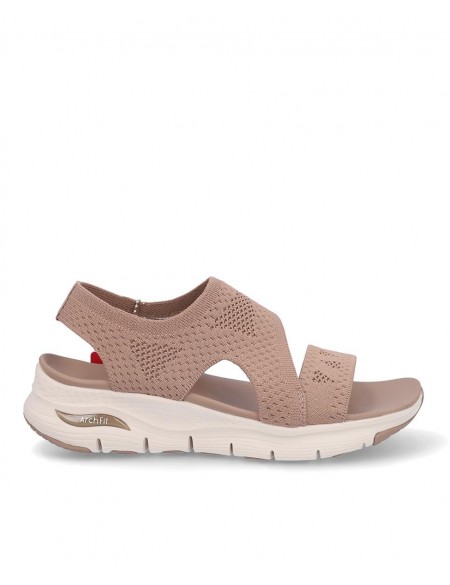 SANDALIA PLANA SKECHERS 119458 MOCHA