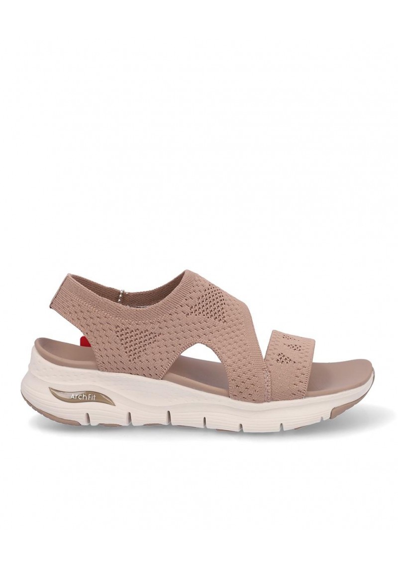 SANDALIA PLANA SKECHERS 119458 MOCHA