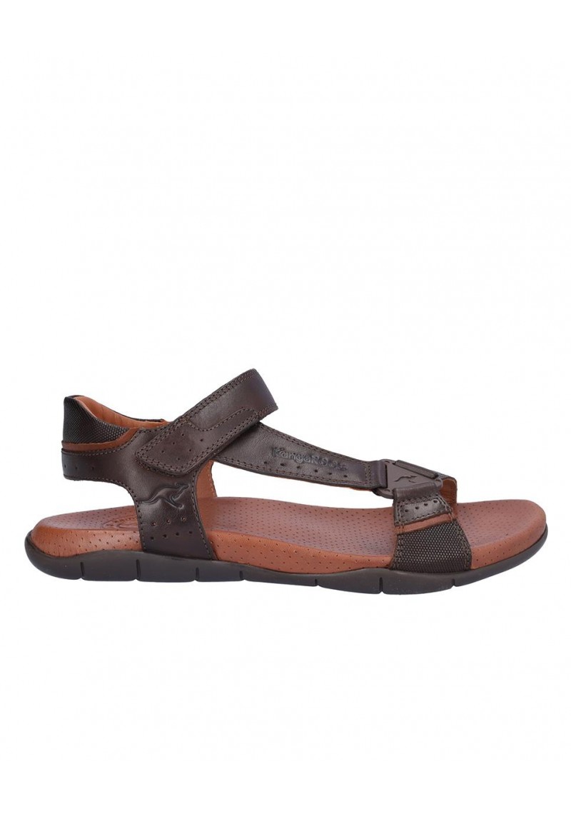 SANDALIA HOMBRE PIEL, CIERRE VELCRO, PLANTA BIO PIEL PERFORADA