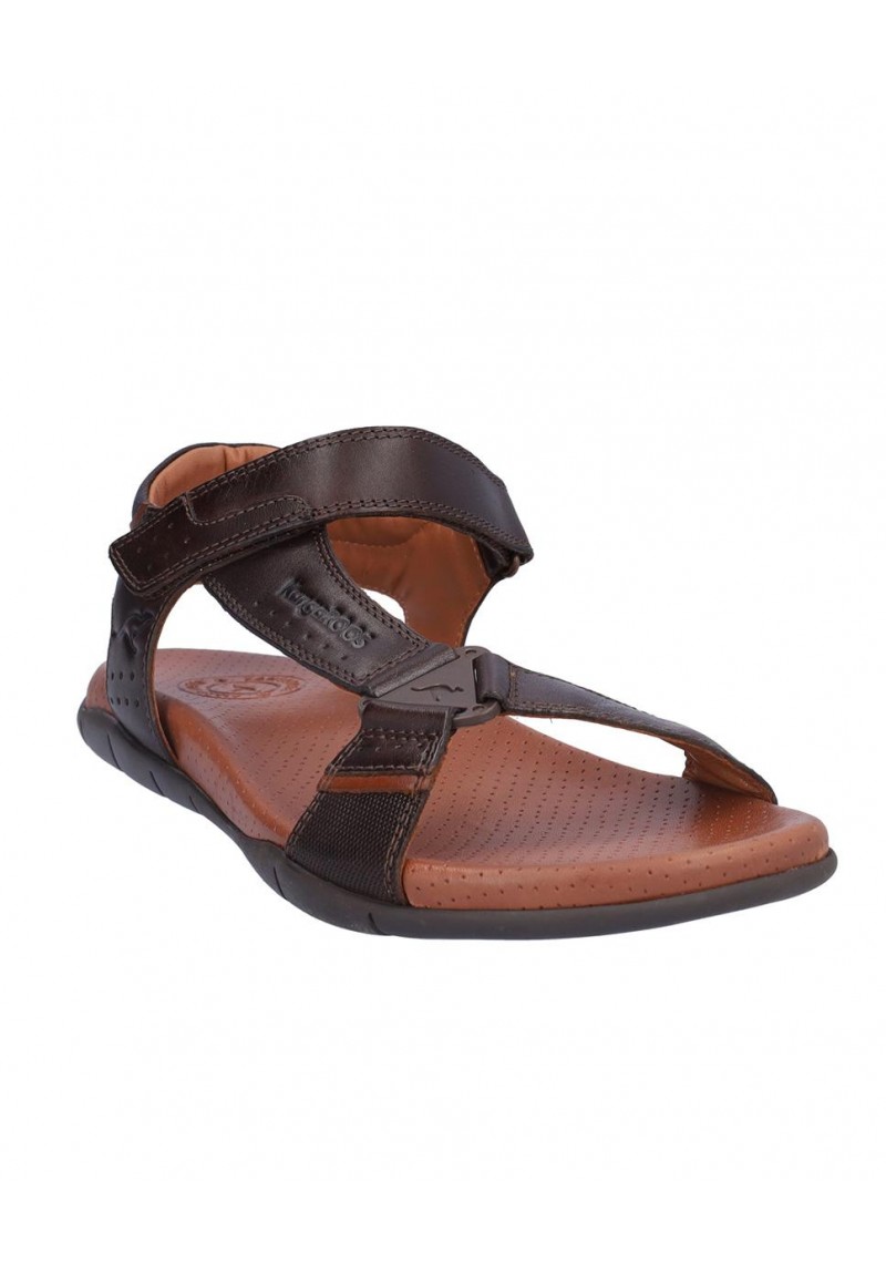 SANDALIA HOMBRE PIEL, CIERRE VELCRO, PLANTA BIO PIEL PERFORADA