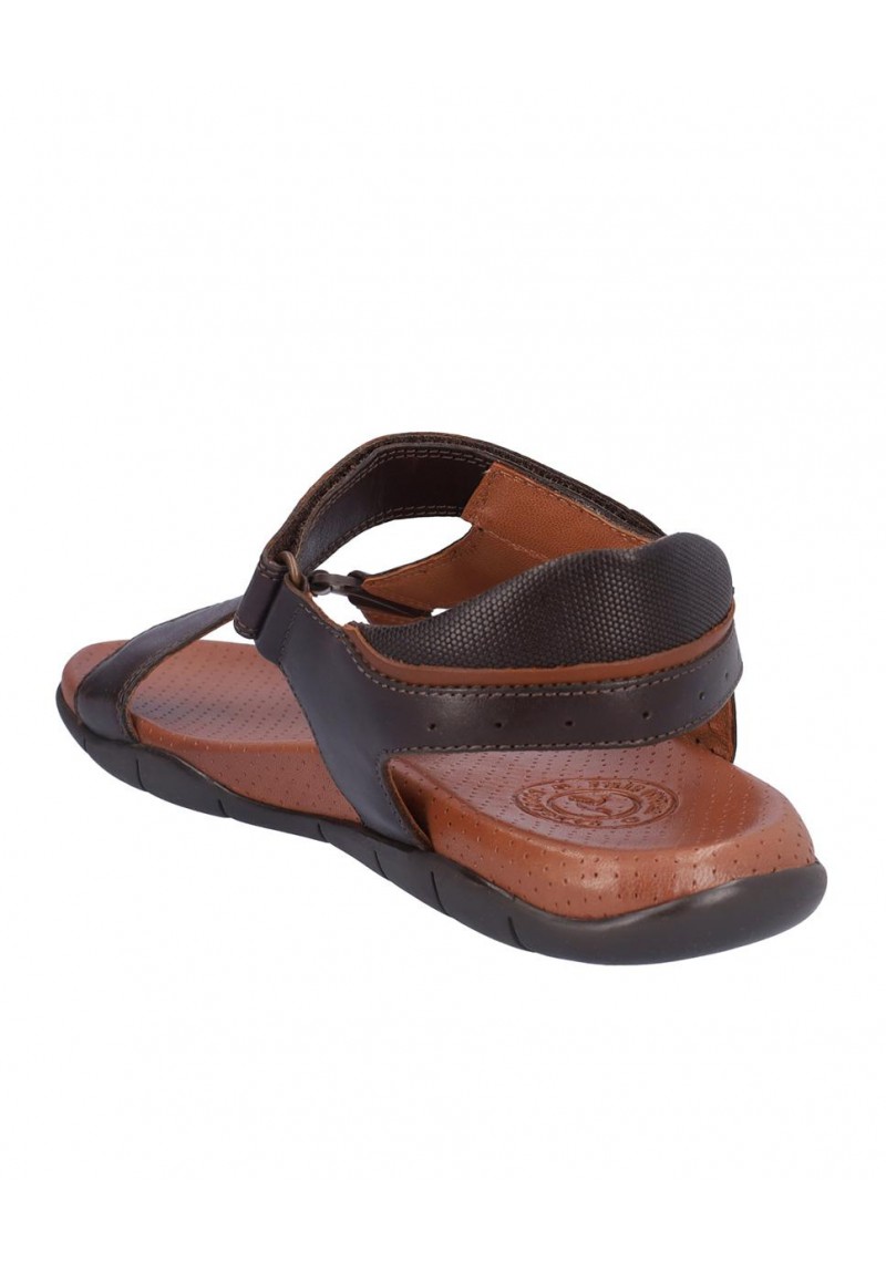 SANDALIA HOMBRE PIEL, CIERRE VELCRO, PLANTA BIO PIEL PERFORADA