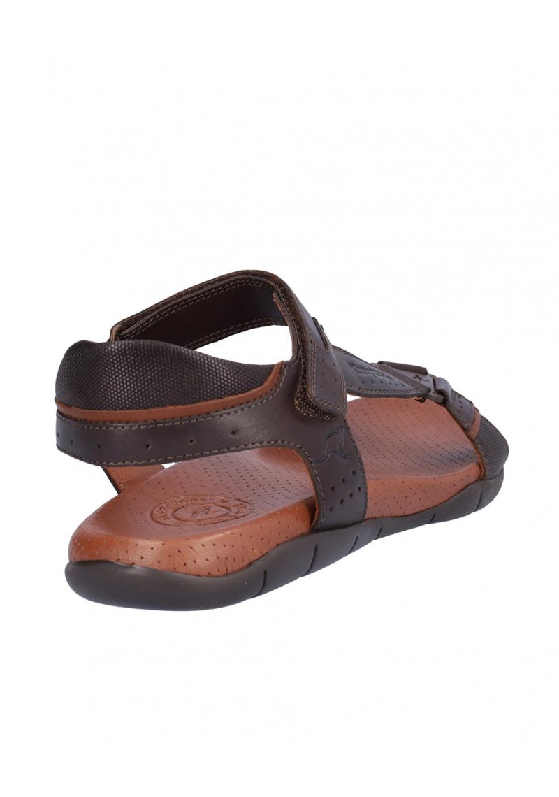 SANDALIA HOMBRE PIEL, CIERRE VELCRO, PLANTA BIO PIEL PERFORADA