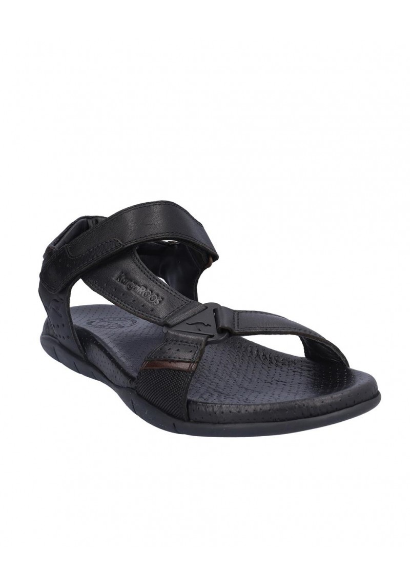SANDALIA HOMBRE PIEL, CIERRE VELCRO, PLANTA BIO PIEL PERFORADA