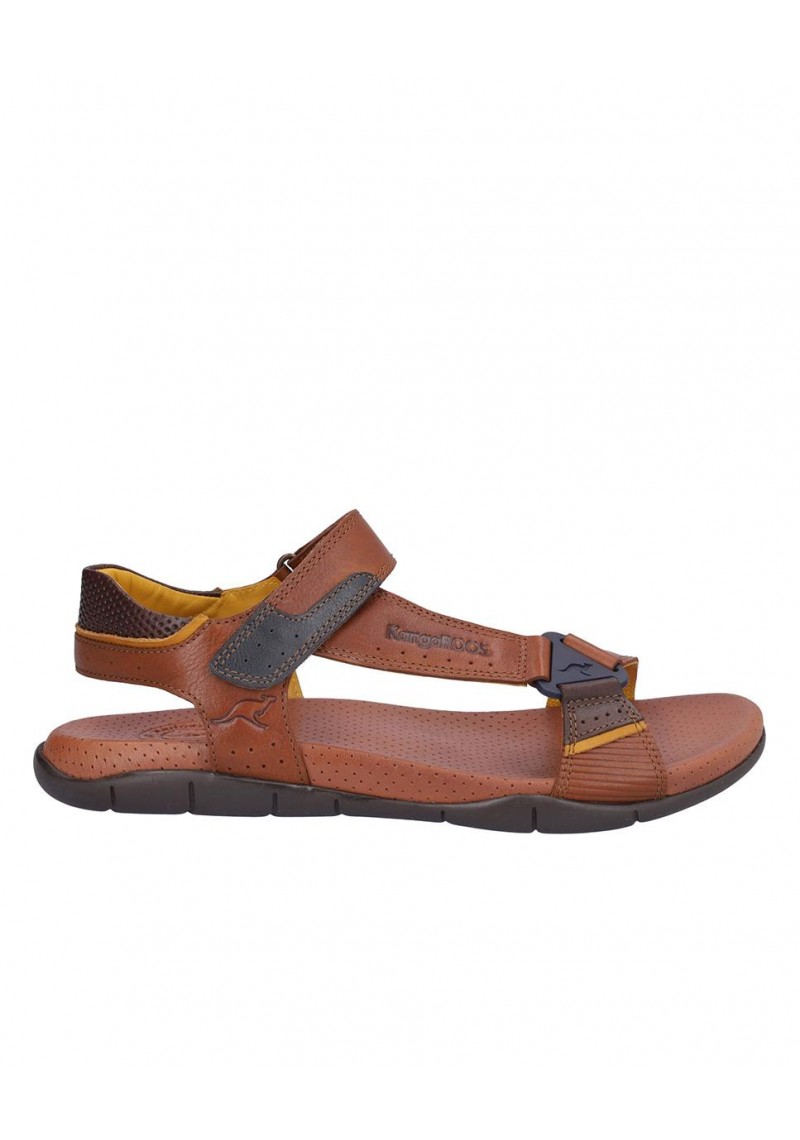 SANDALIA HOMBRE PIEL, CIERRE VELCRO, PLANTA BIO PIEL PERFORADA