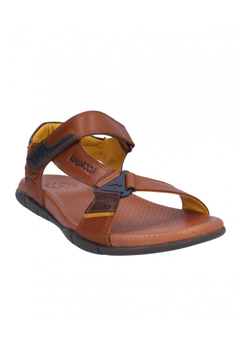 SANDALIA HOMBRE PIEL, CIERRE VELCRO, PLANTA BIO PIEL PERFORADA
