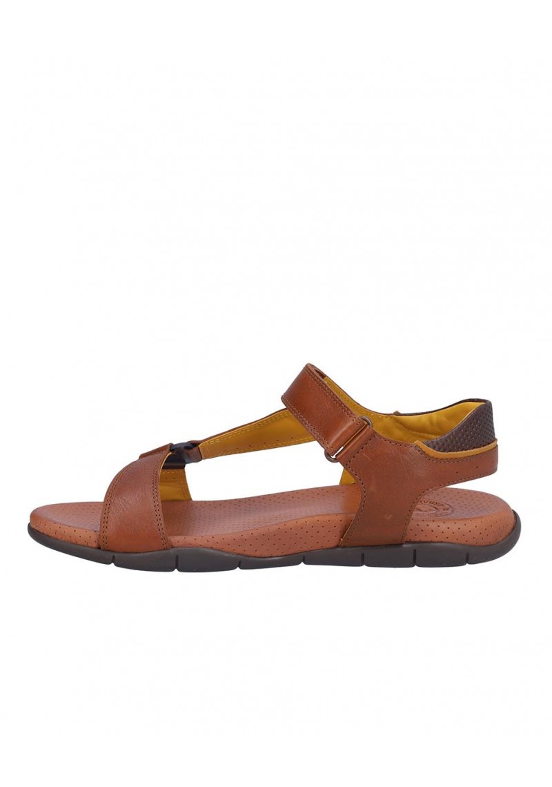 SANDALIA HOMBRE PIEL, CIERRE VELCRO, PLANTA BIO PIEL PERFORADA