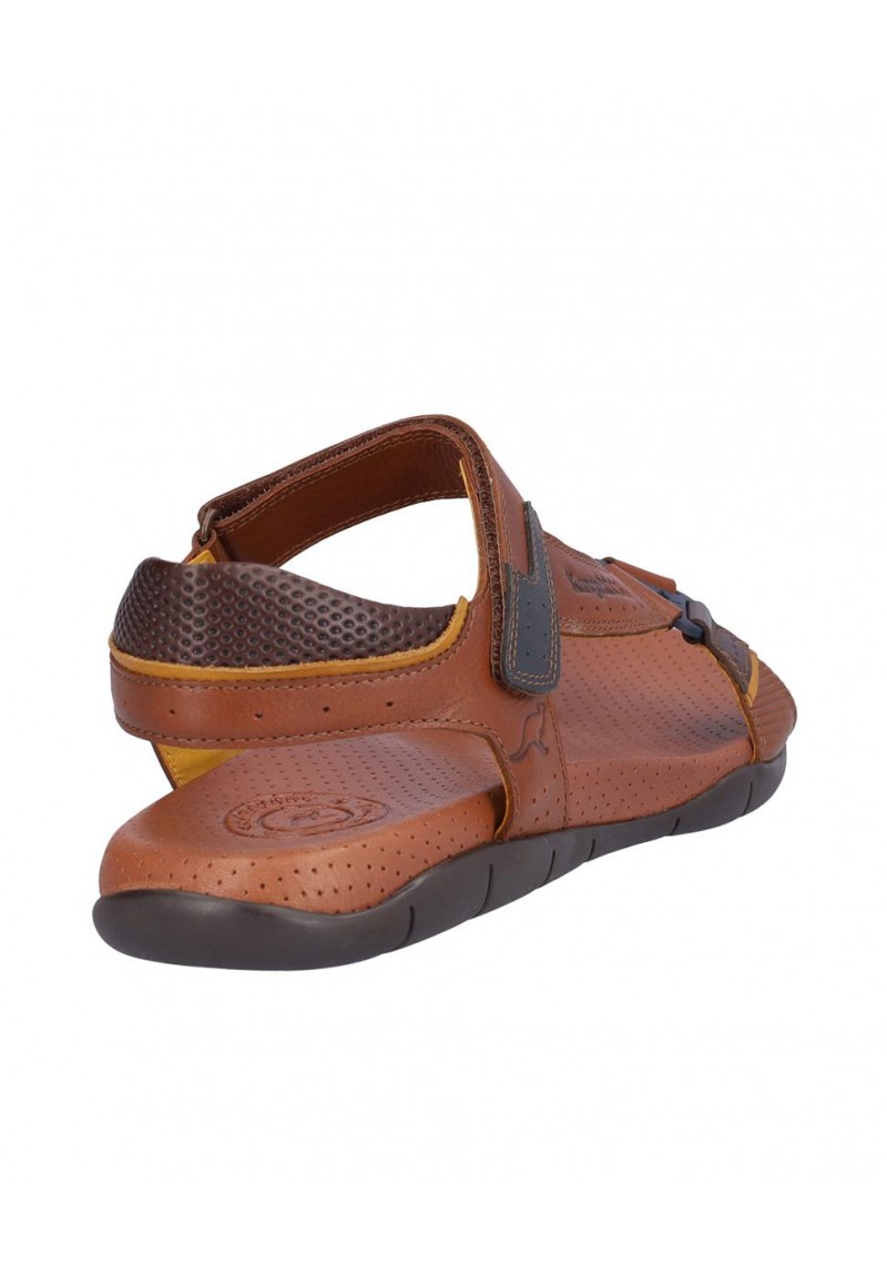 SANDALIA HOMBRE PIEL, CIERRE VELCRO, PLANTA BIO PIEL PERFORADA