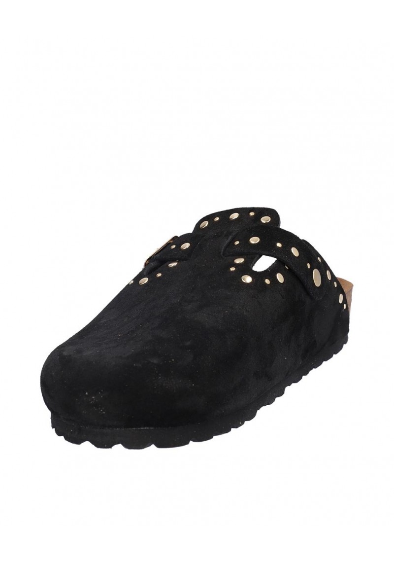ZUECO SEÑORA CON HEBILLA, PLATA BIO ACOLCHADA